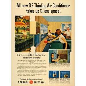  1956 Ad General Electric Air Conditioner Ping Pong Game 
