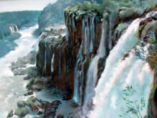   Impressionist South/Latin American Waterfall Oil Painting, Signed