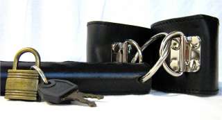 Locking Leather Ankle Wrist Cuff Spreader Bar Restraint  