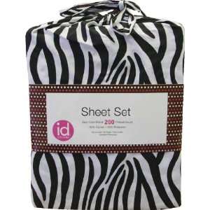   4pc Zebra Stripes Animal Print Bedding Queen Sheet Set