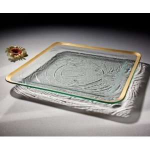 Roman Antique large square tray Handmade glass 15 3/4 large square 