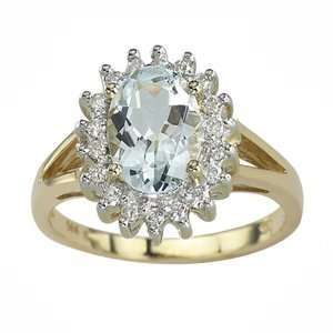    14k Yellow Gold, Aquamarine & Diamond Ring (3.20 ctw) Jewelry