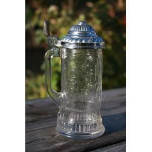  Avon Vintage Clear Glass Stein with Silver/chrome Colored 