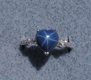 LINDE LINDY CORNFLOWER BLUE STAR SAPPHIRE CREATED RING  