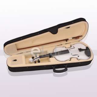 New Full Size 4/4 White Acoustic Violin Case Bow Rosin  