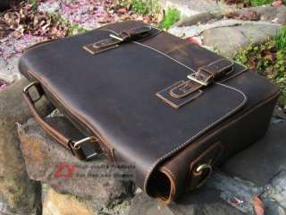   genuine leather Shoulder bag Briefcases Laptop bag dark brown  
