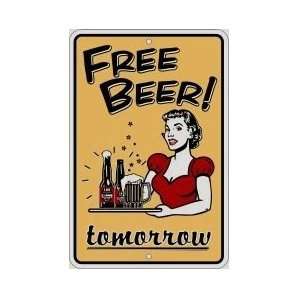  Free Beer Tomorrow Metal Bar Sign Automotive