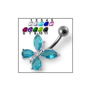  Cute Jeweled Butterfly Belly Ring Body Jewelry: Jewelry