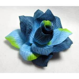  NEW Navy Blue and Green Rose Flower Hair Clip and Pin 