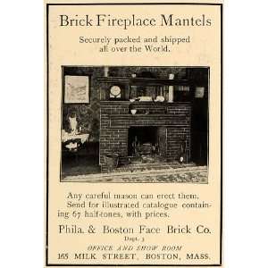  1906 Ad Brick Fireplace Mantels Phila. Boston Face 