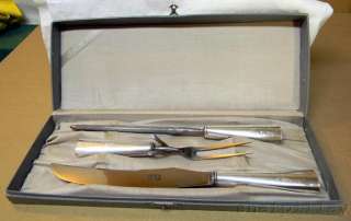 NS Co Sterling Silver Arts Crafts 3p Carving Knife Fork  
