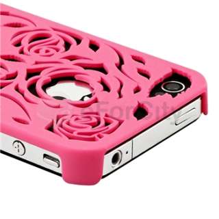 Pink lovely Carving Flower Rose Pattern Hard Back Cover case for 