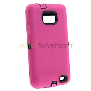Pink TPU Black Hard Case+Privacy Film+Car Charger For Samsung Galaxy S 