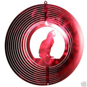 Sitting Cat in Red 11 Metal Hanging Wind Spinner  