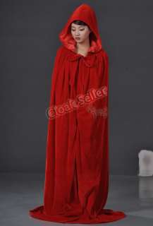   Renaissanc​e Red Hooded Cloak Cape Wedding Red Cape Wicca Cloak SCA