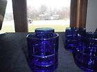 Set of 4 ANCHOR HOCKING TARTAN COBALT BLUE JUICE GLASSES