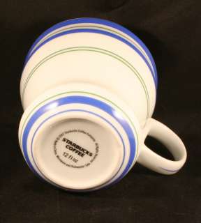 STARBUCKS Bistro Cobalt Blue Stripe 2007 Coffee Mug  
