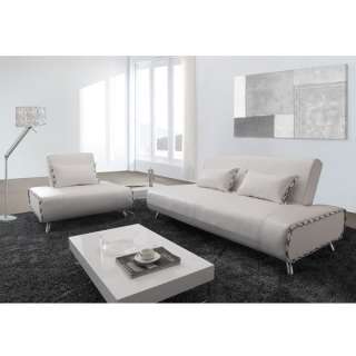 Contemporary 2 piece White Bicast Leather Sofa / Futon  