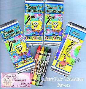 Pack of 4 Boxes PERSONALIZED SPONGEBOB Birthday Party Favors Crayon 