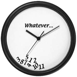 WHATEVER 10 Round Black Frame WALL CLOCK  