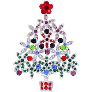   Crystal Christmas Gift Colourful Christmas Tree Pin Brooch Jewelry