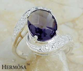 Charming Lady Jewelry Gift Sparkle Diamond Cut Amethyst Sterling 