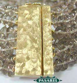 Great 14k Yellow Gold Smoky Quartz Designer Bracelet  