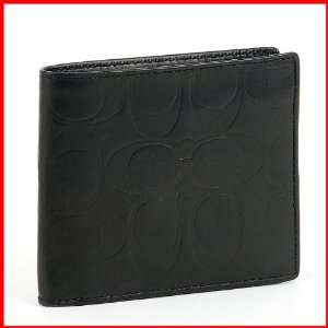 Coach Mens Signature Embossed Double Billfold Wallet Style F74078 
