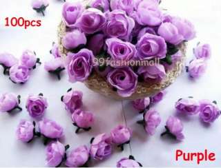 Artificial Silk Rose Buds 1.2 Flower Heads Wedding Decor Purple 