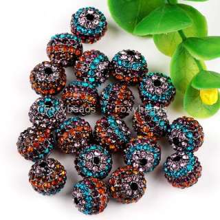   10mm Rainbow Crystal Loose Pave Disco Ball Spacer Jewelry Bead  