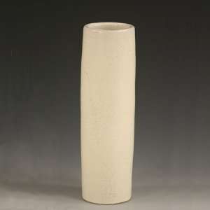   Raku Cylinder Vase with a Cream Crackle Glazed Finish