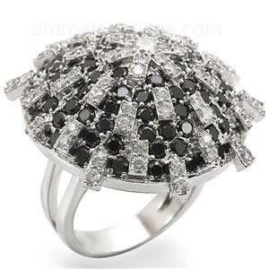  Black Diamond Cubic Zirconia Umbrella Ring SZ 5 Jewelry