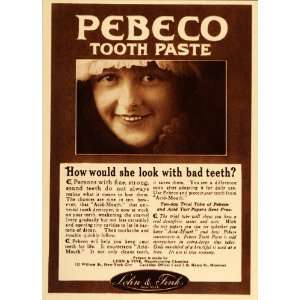 1916 Vintage Dental Ad Pebeco Toothpaste Dentifrice   Original Print 
