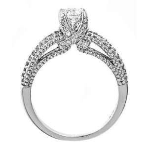 14k White Gold Natural Round Diamond Engagement Ring Split Shank Design (0.90Cttw, VS 1 Clarity, E Color)