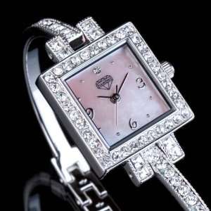  New Diamond Ladies Quartz Platinum Watch Mop Nib 