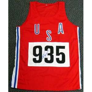 Bruce Jenner Olympics Autographed/Hand Signed USA 935 Red Track Jersey