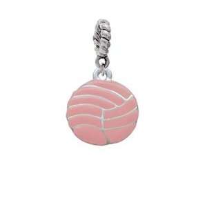   Pink Volleyball or Water Polo Ball Silver Plated European Charm Dan