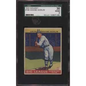  1933 Goudey Baseball #168 Goose Goslin SGC 30 Good 2 