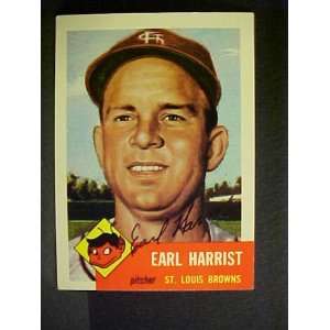 Earl Harrist St. Louis Browns #65 1953 Topps Archives Signed Baseball 