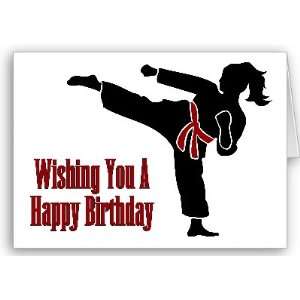  Martial Artist Silhouette Girl Birthday Card Health 