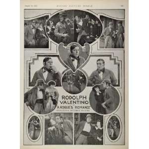 1922 Rudolph Valentino Rogues Romance Silent Film Ad   Original Print 