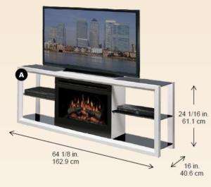   Novara white electric TV fireplace media center w 25 logset firebox