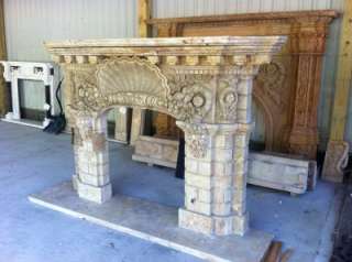 HAND CARVED MARBLE SHELL FIREPLACE MANTEL MFPSS1  