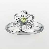 Rings Sterling Silver Peridot Flower Stack Ring