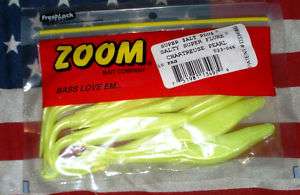 zoom salty super fluke chartreuse pearl fishing 10ct  