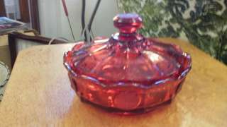 Fostoria Coin Ruby Covered Candy Box  