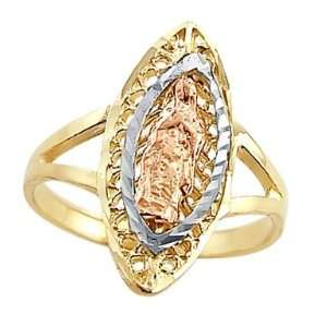 Virgin Mary Ring 14k Yellow White Rose Gold Band, Size 6