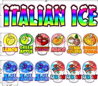 28 8 Flavor Italian Ice Concession Trailer Vinyl Sign Decal Set Just 