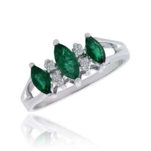   Jewelers Effy 14k white Gold Emerald Diamond ring, 0.63 Tcw. Jewelry