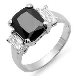   Emerald Cut & oval Black Cubic Zirconia CZ Classic Engagement ring 0